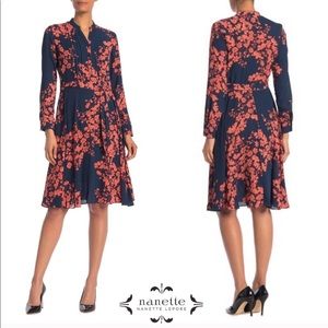 Nanette Lepore Floral Pintuck Long Sleeves Sz 12